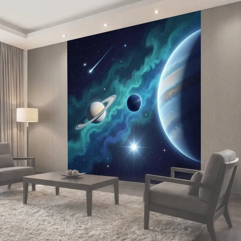 Фотообои Космос с планетами и кометой