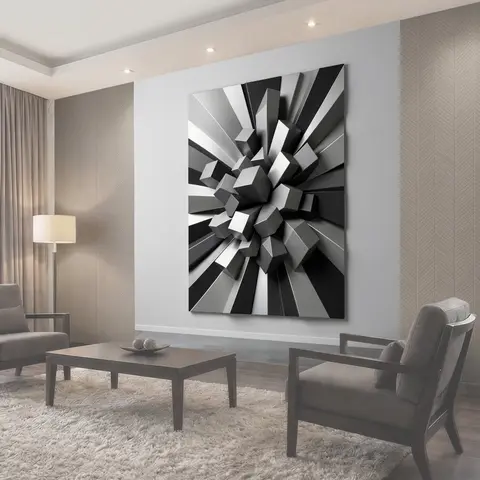 Фотообои Абстрактные 3D кубы в лучах