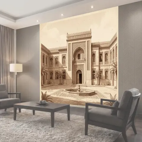 Фотообои Восточный дворец с фонтаном