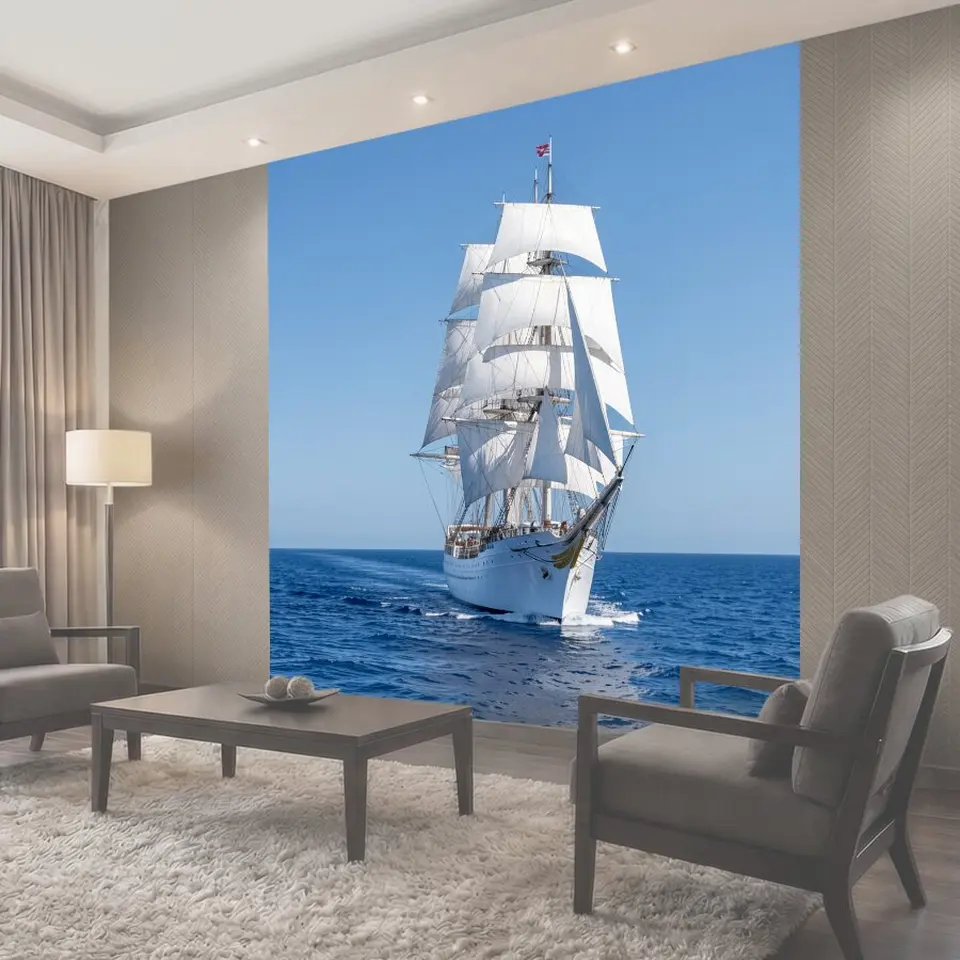 Фотообои Белый парусник в открытом море