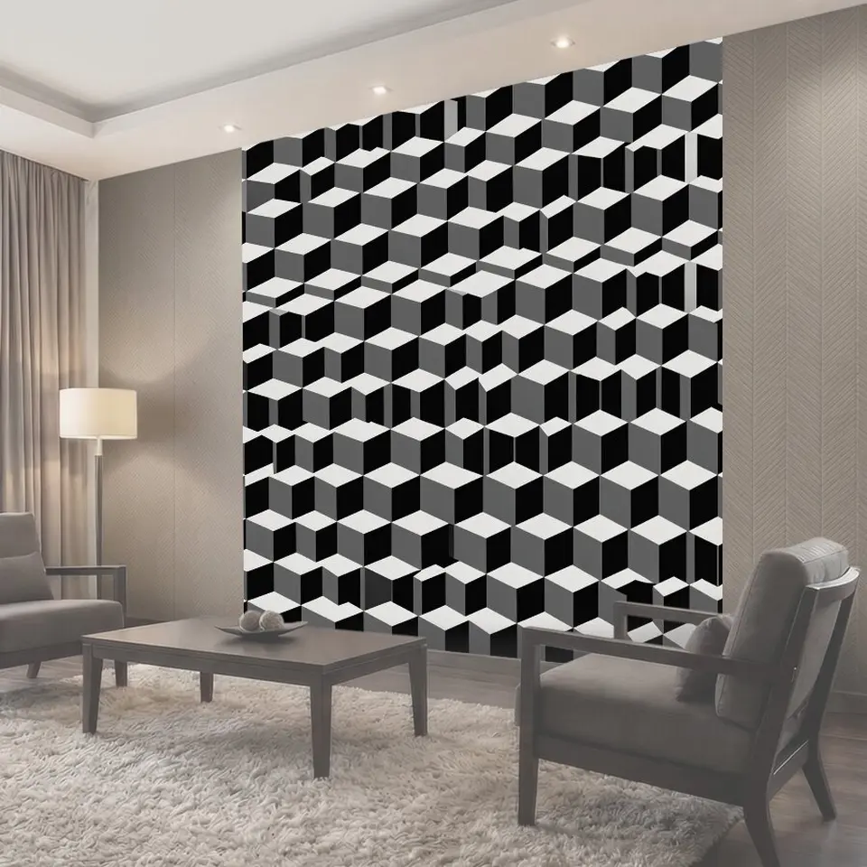 Фотообои Кубический 3D-паттерн в шахмате