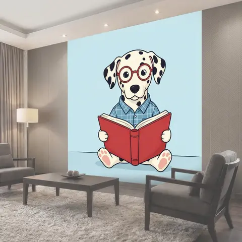 Фотообои Далматинец в очках с книгой