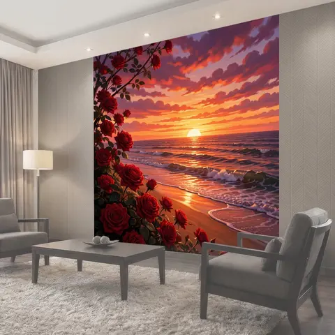 Фотообои Розы у моря на закате