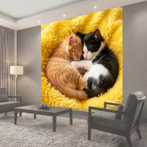 Фотообои Спящие котята в объятиях