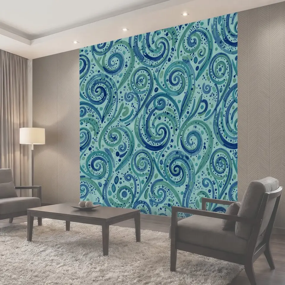 Фотообои Акварельные спирали и капли