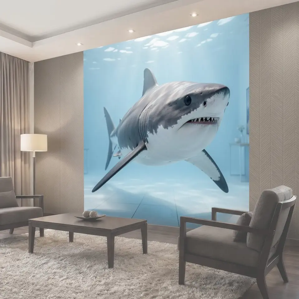 Фотообои Белая акула в воде