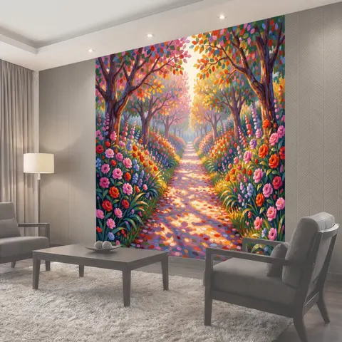Фотообои Цветочная аллея в солнечном саду