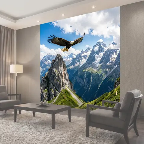 Фотообои Орел над снежными горами