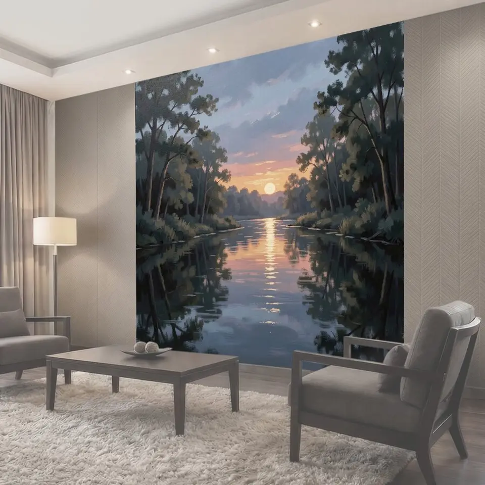 Фотообои Лесная река на закате