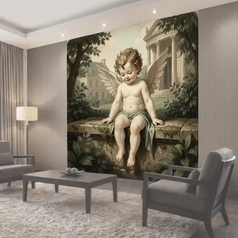 Фотообои Ангелочек в саду у усадьбы