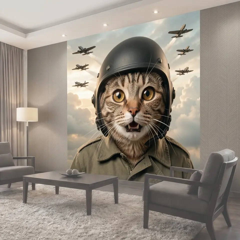 Фотообои Кошачий пилот среди облаков