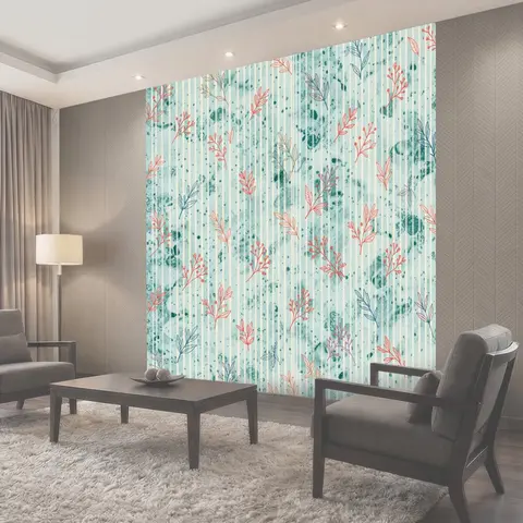 Фотообои Тонкие веточки в полосатом фоне