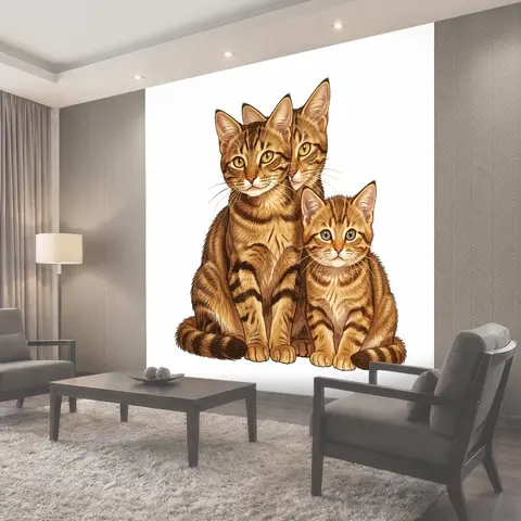 Фотообои Три кота на светлом фоне