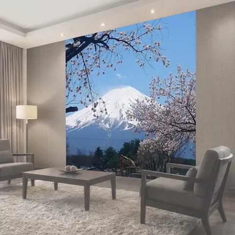 Фотообои Гора фудзи, вишневое дерево, цветение вишни