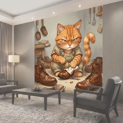 Фотообои Серьёзный рыжий кот-сапожник