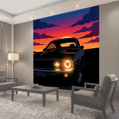 Фотообои Ретро автомобиль на закате