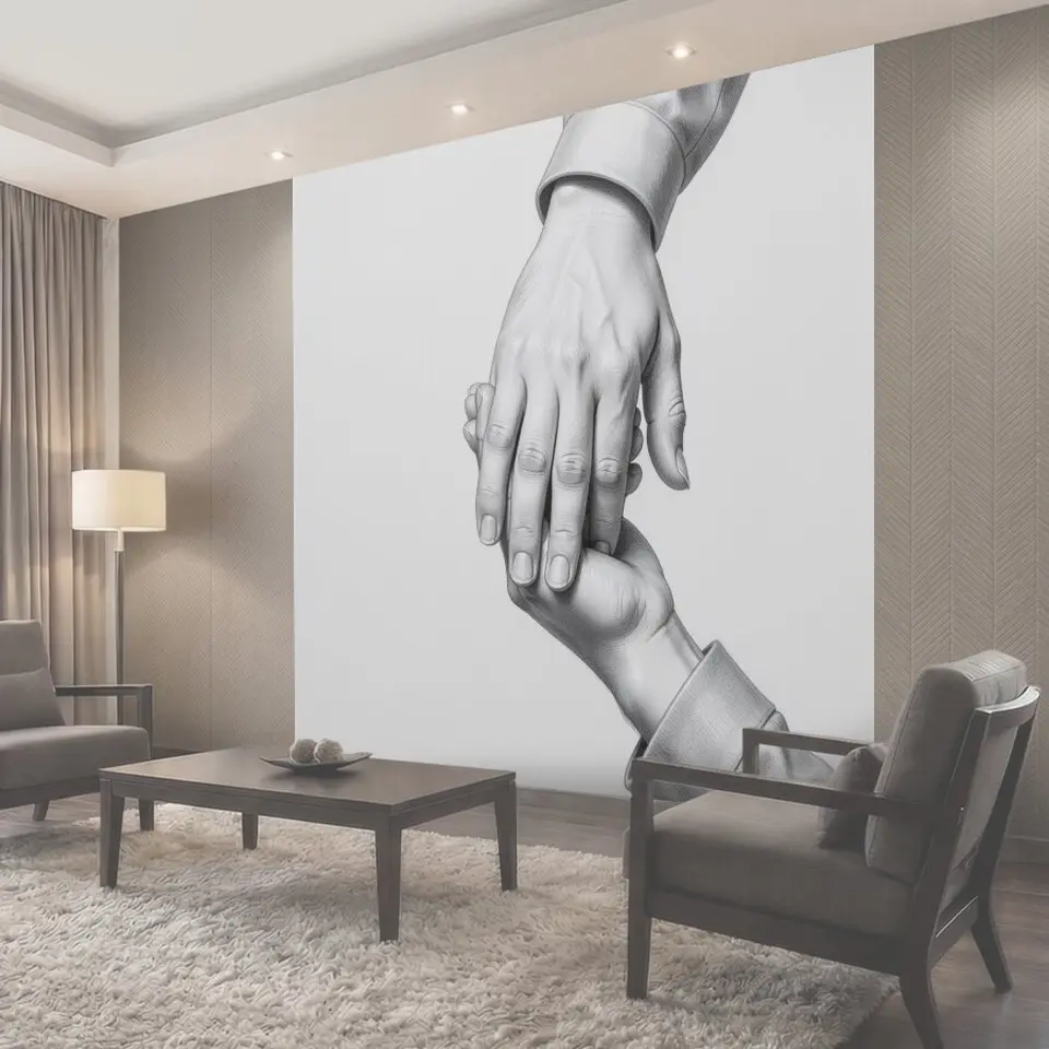 Фотообои Соединенные руки в жесте поддержки