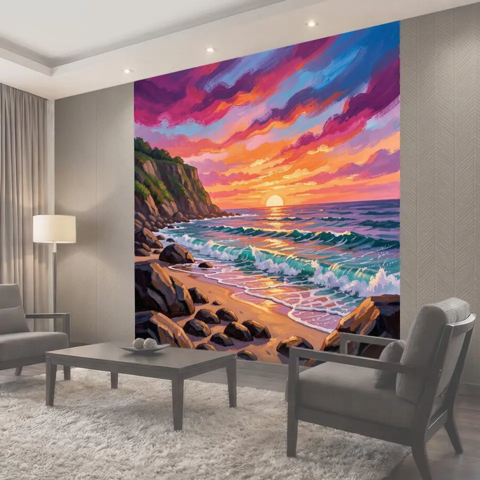 Фотообои Морской закат у скал