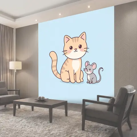 Фотообои Милые котята на голубом фоне