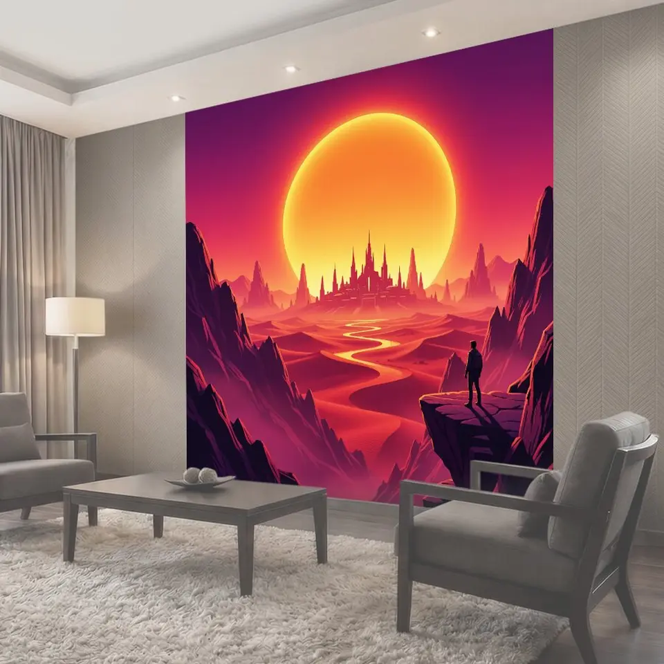 Фотообои Футуристический город среди пустыни