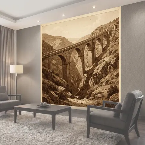 Фотообои Старинный мост над ущельем