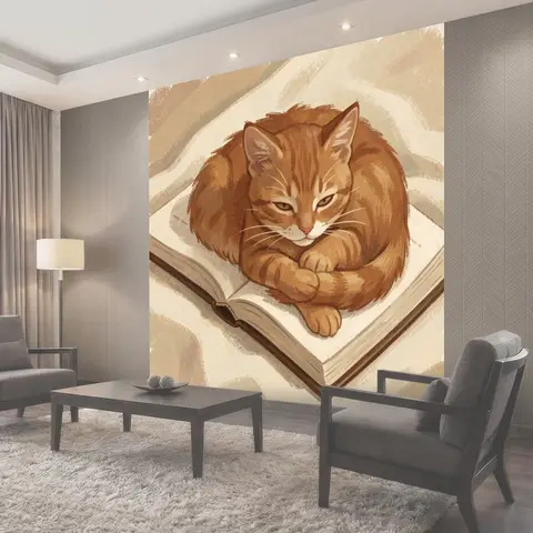 Фотообои Рыжий кот на книге