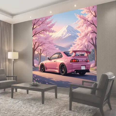 Фотообои Спортивное купе среди цветения