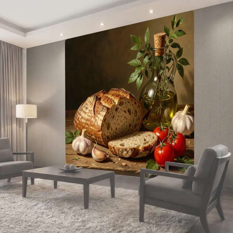 Фотообои Натюрморт с хлебом и овощами