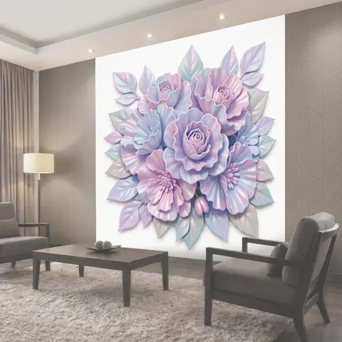 Фотообои Пастельный букет роз и листьев