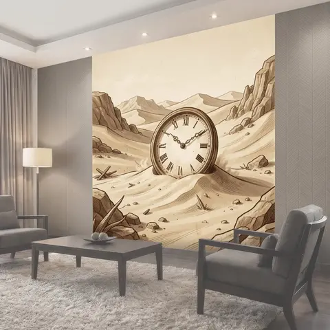 Фотообои Часы в пустынных дюнах