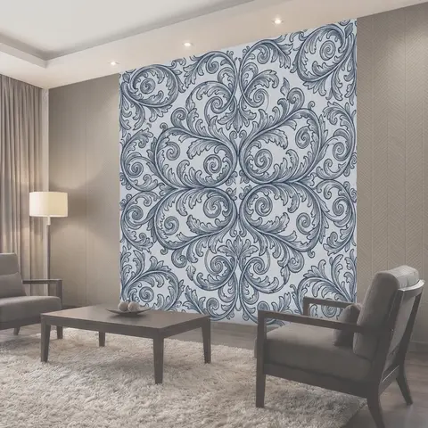 Фотообои Синий орнамент с завитками