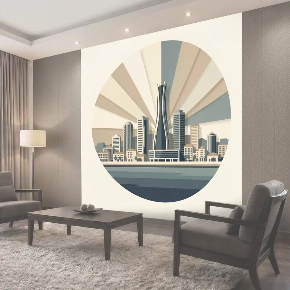 Фотообои Городской силуэт с башней