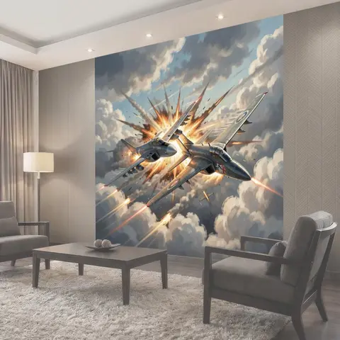 Фотообои Воздушный бой в облаках