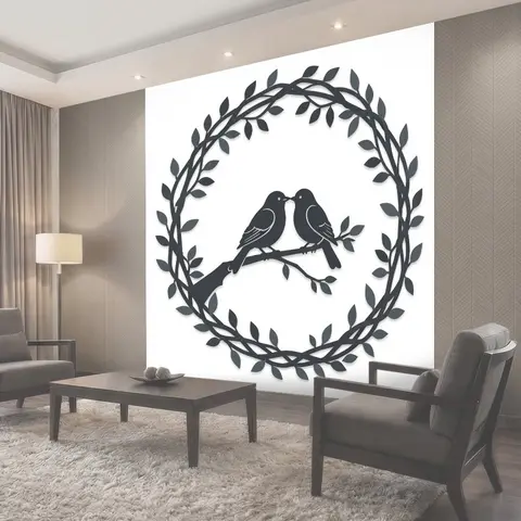 Фотообои Птицы в венке из ветвей