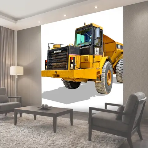Фотообои Самосвал, Грузовик, Гусеница Большой желтый самосвал Caterpillar d350E вырезанный и на прозрачном фоне