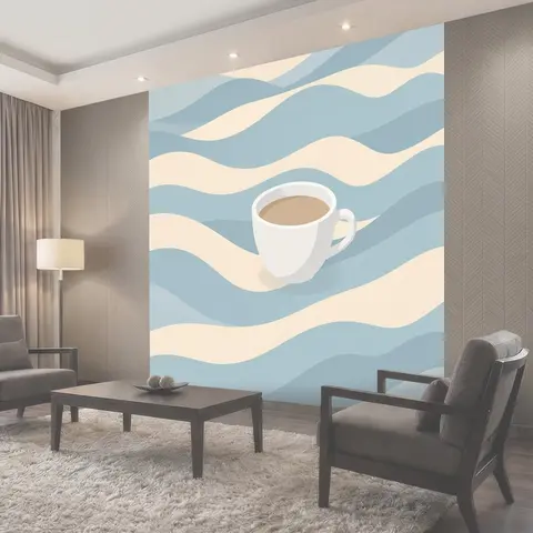 Фотообои Белая чашка на волнах