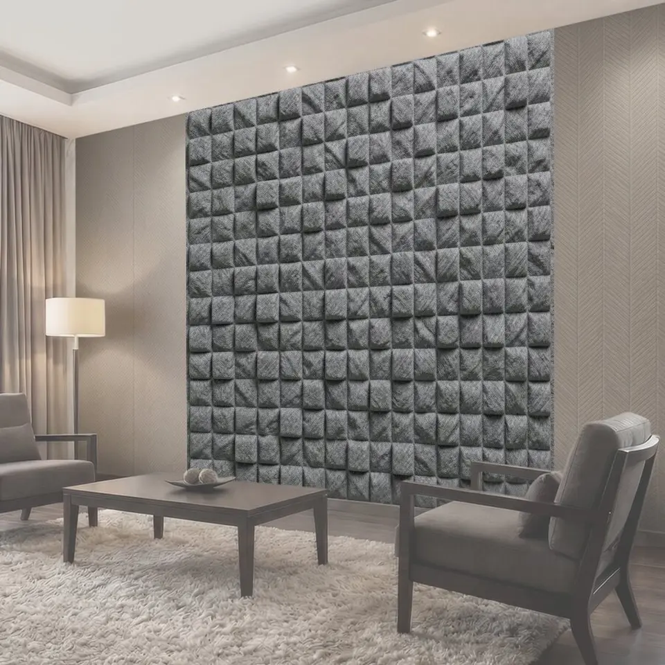 Фотообои Текстурная плитка из серой ткани