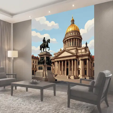 Фотообои Купольный собор и конный памятник