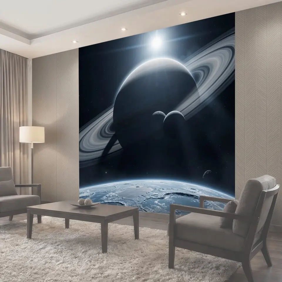 Фотообои Космос с кольцевой планетой