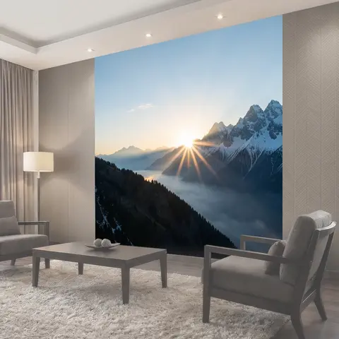 Фотообои Солнечный рассвет в горах