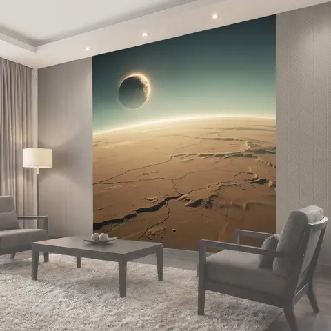 Фотообои Инопланетный пейзаж с затмением