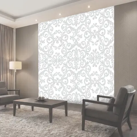 Фотообои Серебристые завитки дамаска
