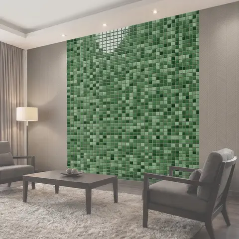 Фотообои Геометрическая мозаика зелёных квадратов