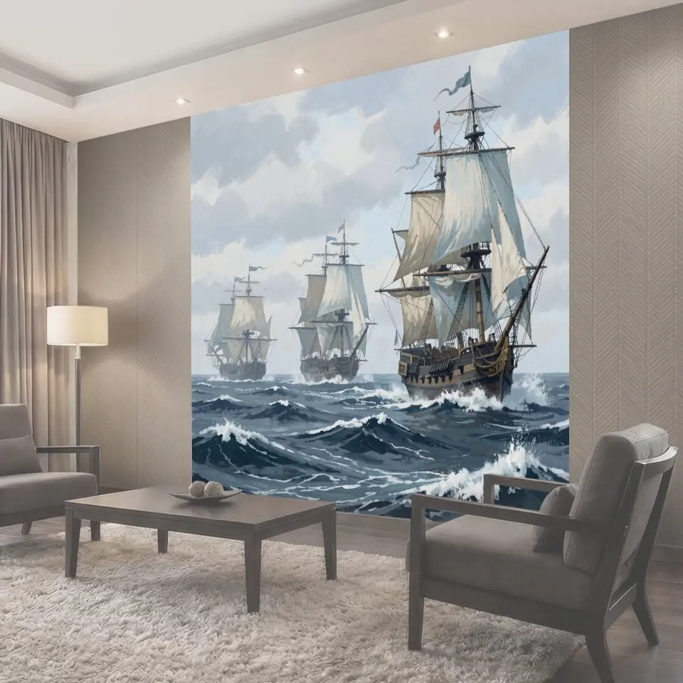 Фотообои Парусники в штормовом море
