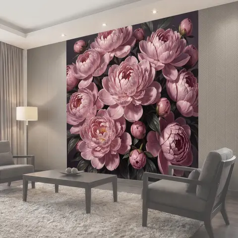 Фотообои Нежно-розовые пионы крупным планом