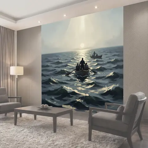 Фотообои Лодки на морском рассвете