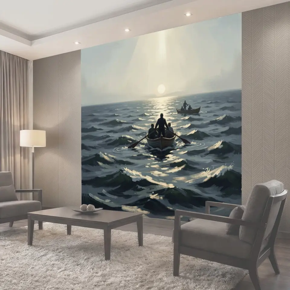 Фотообои Лодки на морском рассвете