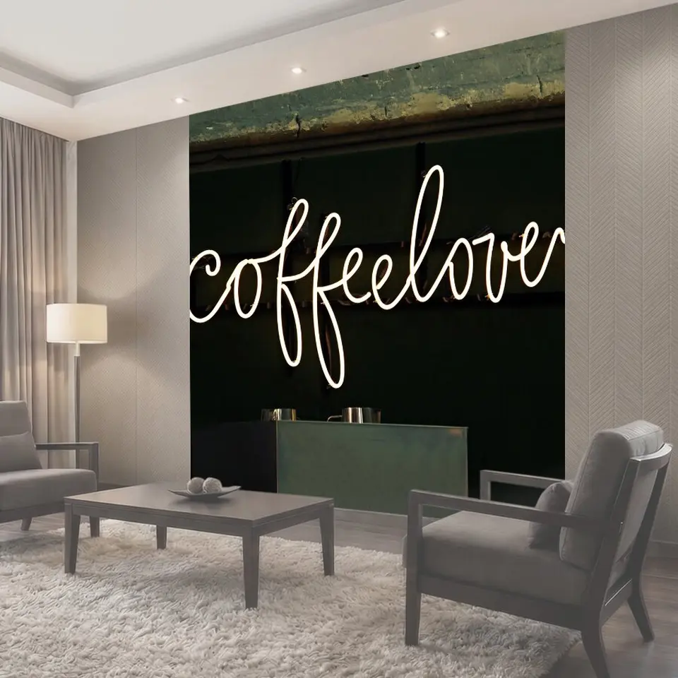 Фотообои Неоновая вывеска, кофе, coffee lovers