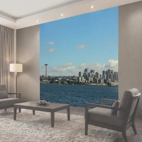 Фотообои Seattle Space Needle Вид на Сиэтл из воды - включает в себя