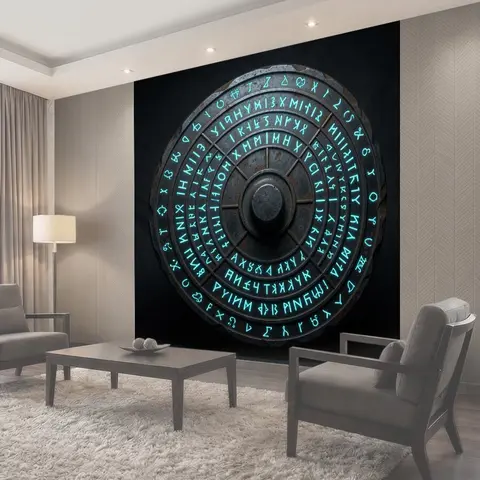 Фотообои Светящийся диск с рунами
